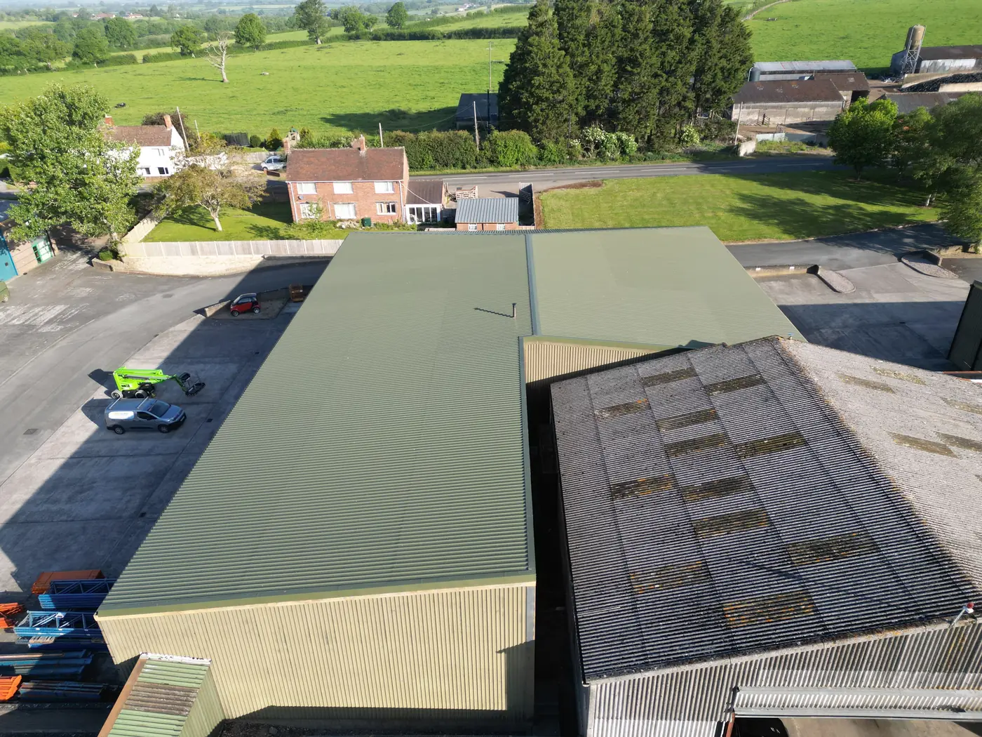 Overclad roof seen from above