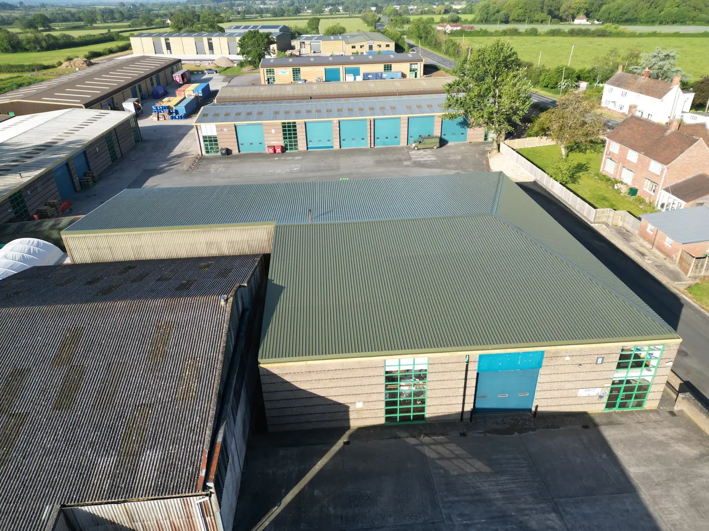 Finished roof above the loading doors