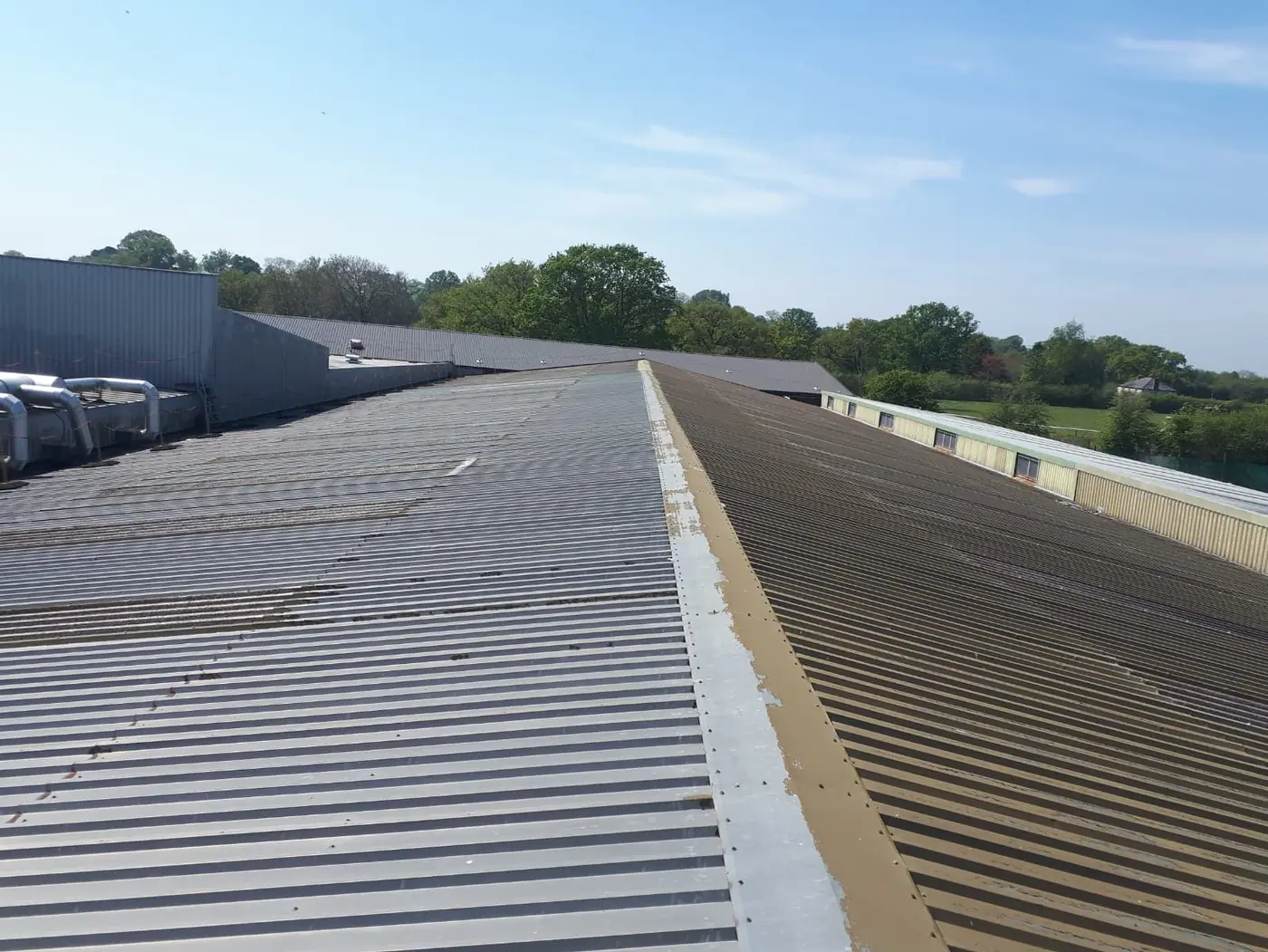 New roof sheets meeting the original roof
