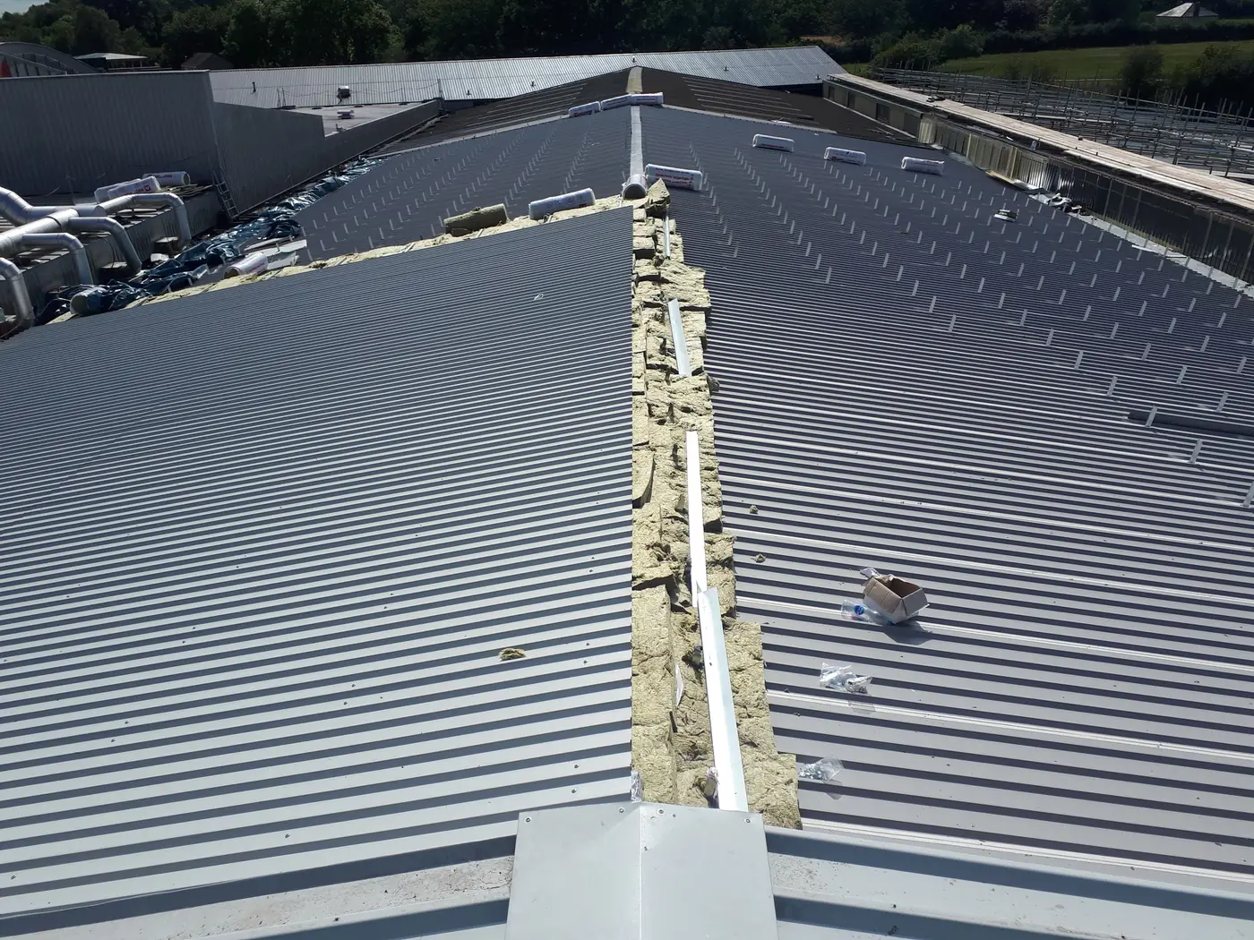 Ridge detail being formed on the new roof