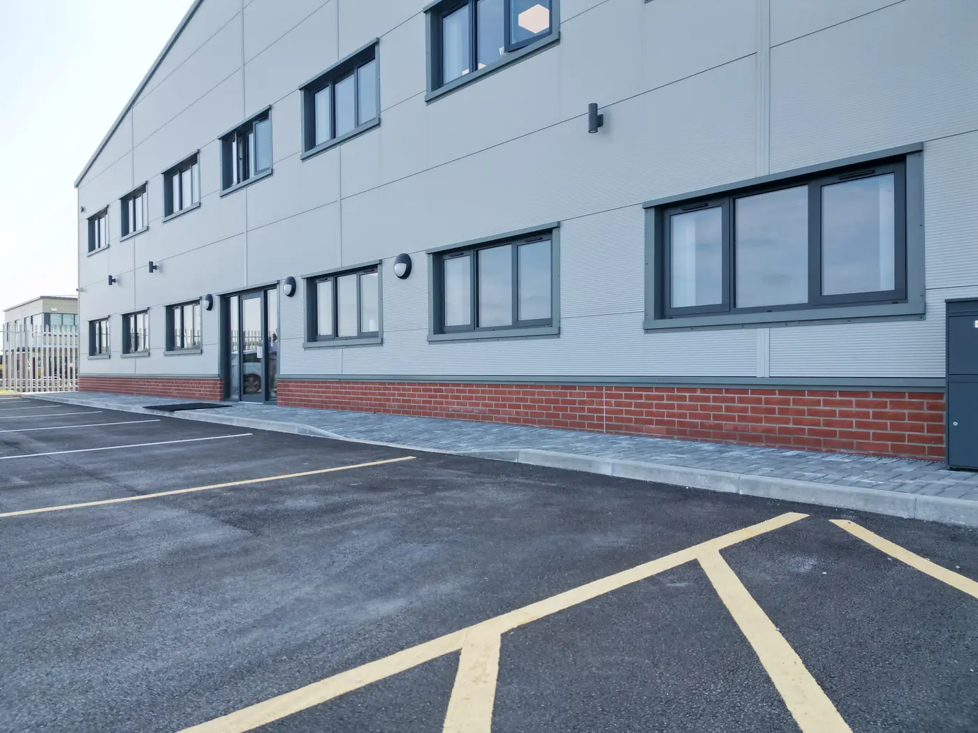 Office entrance and Trimapanel elevations at Henstridge Airfield