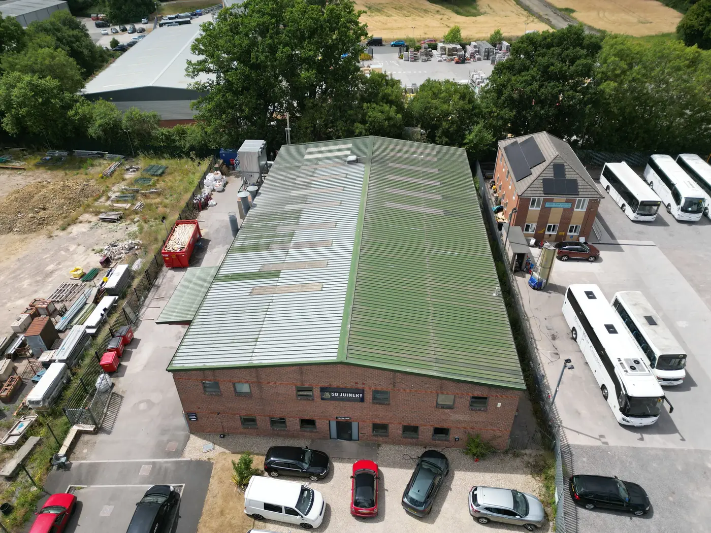 Aerial view of the old roof and roof lights