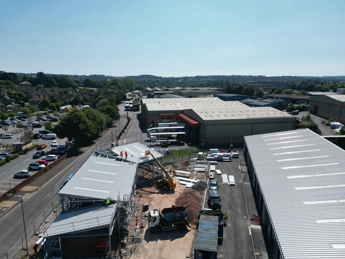 Aerial view of the site during construction